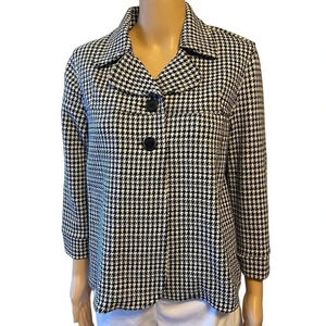 Charter Club Classy Houndstooth Jacket Blazer Black White Check Lady Sz S Career